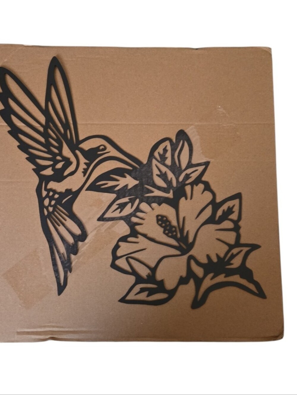 Hummingbird & Flower Metal Wall Art - Black